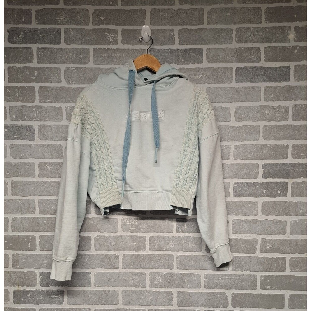 Parasuco Rare Blue Cropped Women's Hoodie Size XSmall Oversized‎ Washed Black